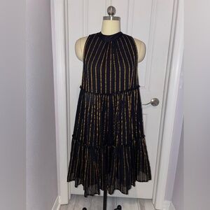 AISH Mini Sheen Black and Gold Dress